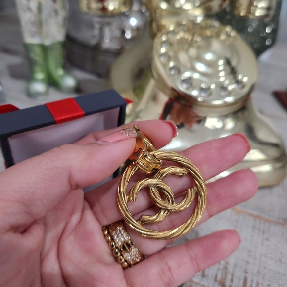 Chanel vintage dangling bamboo earrings 2 way - Picture 5 of 10